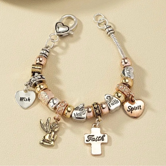 Faith Love Hope Spirit Wish Charm Bracelet - Picture 2 of 4